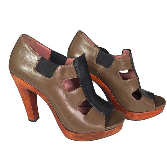 Derek Lam Cage Cut Out Peep Toe Wood Heels 7.5 - Picture 2 of 12